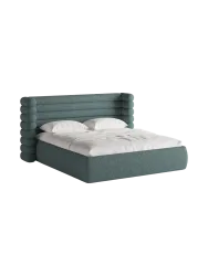 Design Polsterbett „Mount“ mit Ablagefach - Strukturstoff Türkis Chosen by Bloomingloft