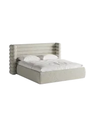 Design Polsterbett „Mount“ mit Ablagefach - Strukturstoff Beige Chosen by Bloomingloft