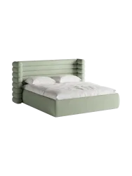 Design Polsterbett „Mount“ mit Ablagefach - Bouclé Minze Chosen by Bloomingloft