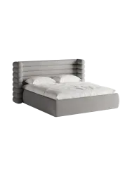 Design Polsterbett „Mount“ mit Ablagefach - Bouclé Grau Chosen by Bloomingloft