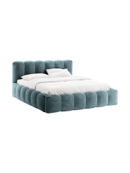 Design Polsterbett „Lupine“ mit Ablagefach - Chenille Jeansblau Chosen by Bloomingloft
