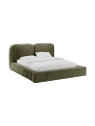 Design Polsterbett „Martina“ mit Ablagefach, Cord Moosgrün Micadoni