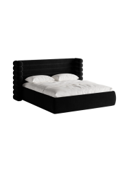 Design Polsterbett „Mount“ mit Ablagefach - Samt Schwarz Chosen by Bloomingloft