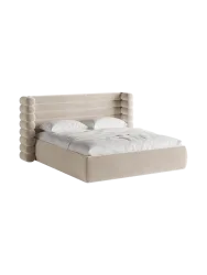 Design Polsterbett „Mount“ mit Ablagefach - Samt Beige Chosen by Bloomingloft
