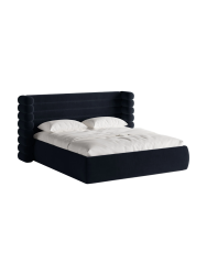 Design Polsterbett „Mount“ mit Ablagefach - Samt Dunkelgrau Chosen by Bloomingloft