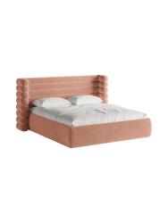 Design Polsterbett „Mount“ mit Ablagefach - Samt Rosa Chosen by Bloomingloft