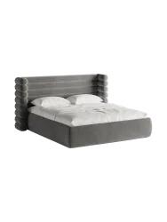 Design Polsterbett „Mount“ mit Ablagefach - Samt Grau Chosen by Bloomingloft