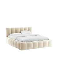 Design Polsterbett „Lupine“ mit Ablagefach - Bouclé Beige Chosen by Bloomingloft