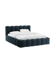 Design Polsterbett „Lupine“ mit Ablagefach - Bouclé Dunkelblau Chosen by Bloomingloft
