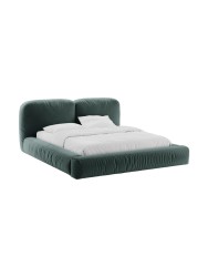 Design Polsterbett „Martina“ mit Ablagefach, Samt Petrol Micadoni