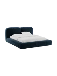 Design Polsterbett „Martina“ mit Ablagefach, Samt Petrol dunkel Micadoni