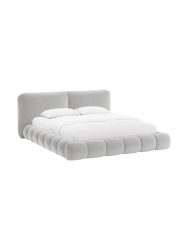 Design Polsterbett „Solange“ mit Ablagefach - Samt Hellgrau Chosen by Bloomingloft