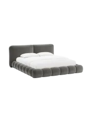 Design Polsterbett „Solange“ mit Ablagefach - Samt Grau Chosen by Bloomingloft