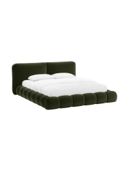 Design Polsterbett „Solange“ mit Ablagefach - Samt Armeegrün Chosen by Bloomingloft
