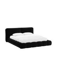 Design Polsterbett „Solange“ mit Ablagefach - Samt Schwarz Chosen by Bloomingloft