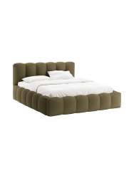 Design Polsterbett „Lupine“ mit Ablagefach - Strukturstoff Grün Chosen by Bloomingloft