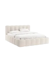 Design Polsterbett „Lupine“ mit Ablagefach - Strukturstoff Light Beige Chosen by Bloomingloft