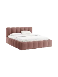 Design Polsterbett „Lupine“ mit Ablagefach - Strukturstoff Rosa Chosen by Bloomingloft