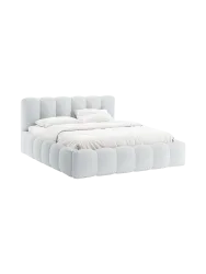 Design Polsterbett „Lupine“ mit Ablagefach - Strukturstoff Hellgrau Chosen by Bloomingloft