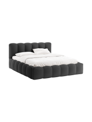 Design Polsterbett „Lupine“ mit Ablagefach - Strukturstoff Anthrazit Chosen by Bloomingloft