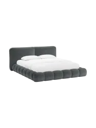 Design Polsterbett „Solange“ mit Ablagefach - Teddy Chenille Dunkelgrau Chosen by Bloomingloft