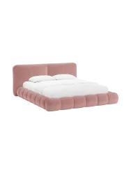 Design Polsterbett „Solange“ mit Ablagefach - Teddy Chenille Rosa Chosen by Bloomingloft