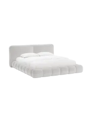 Design Polsterbett „Solange“ mit Ablagefach - Teddy Chenille Hellgrau Chosen by Bloomingloft