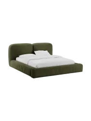 Design Polsterbett „Martina“ mit Ablagefach, Strukturstoff Hellgrau Micadoni