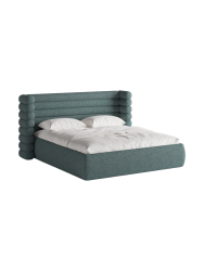Design Polsterbett „Mount“ mit Ablagefach - Strukturstoff Türkis Chosen by Bloomingloft