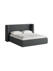 Design Polsterbett „Mount“ mit Ablagefach - Strukturstoff Dunkelgrau Chosen by Bloomingloft