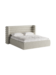 Design Polsterbett „Mount“ mit Ablagefach - Strukturstoff Beige Chosen by Bloomingloft