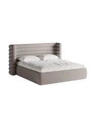 Design Polsterbett „Mount“ mit Ablagefach - Bouclé Greige Chosen by Bloomingloft