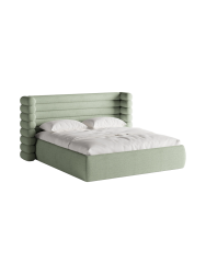 Design Polsterbett „Mount“ mit Ablagefach - Bouclé Minze Chosen by Bloomingloft