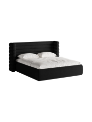 Design Polsterbett „Mount“ mit Ablagefach - Bouclé Schwarz Chosen by Bloomingloft