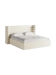 Design Polsterbett „Mount“ mit Ablagefach - Bouclé Elfenbein Chosen by Bloomingloft