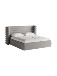 Design Polsterbett „Mount“ mit Ablagefach - Bouclé Grau Chosen by Bloomingloft