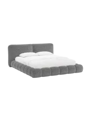 Design Polsterbett „Solange“ mit Ablagefach - Chenille Grau Chosen by Bloomingloft