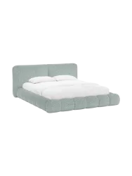 Design Polsterbett „Solange“ mit Ablagefach - Chenille Hellblau Chosen by Bloomingloft