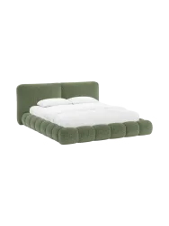 Design Polsterbett „Solange“ mit Ablagefach - Chenille Grün Chosen by Bloomingloft