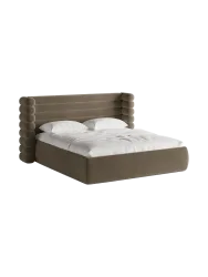 Design Polsterbett „Mount“ mit Ablagefach - Samt Greige Chosen by Bloomingloft