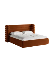 Design Polsterbett „Mount“ mit Ablagefach - Samt Terracotta Chosen by Bloomingloft