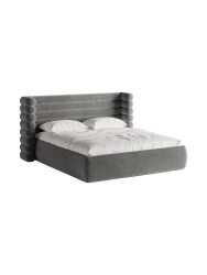 Design Polsterbett „Mount“ mit Ablagefach - Samt Grau Chosen by Bloomingloft