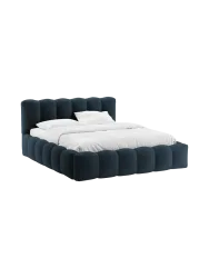 Design Polsterbett „Lupine“ mit Ablagefach - Bouclé Dunkelblau Chosen by Bloomingloft