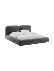 Design Polsterbett „Martina“ mit Ablagefach, Samt Grau Micadoni
