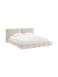 Design Polsterbett „Solange“ mit Ablagefach - Samt Elfenbein Chosen by Bloomingloft