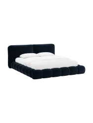 Design Polsterbett „Solange“ mit Ablagefach - Samt Dunkelblau Chosen by Bloomingloft