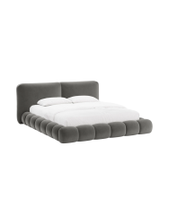 Design Polsterbett „Solange“ mit Ablagefach - Samt Grau Chosen by Bloomingloft