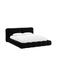 Design Polsterbett „Solange“ mit Ablagefach - Samt Schwarz Chosen by Bloomingloft