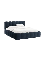 Design Polsterbett „Lupine“ mit Ablagefach - Strukturstoff Dunkelblau Chosen by Bloomingloft