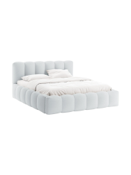 Design Polsterbett „Lupine“ mit Ablagefach - Strukturstoff Hellgrau Chosen by Bloomingloft